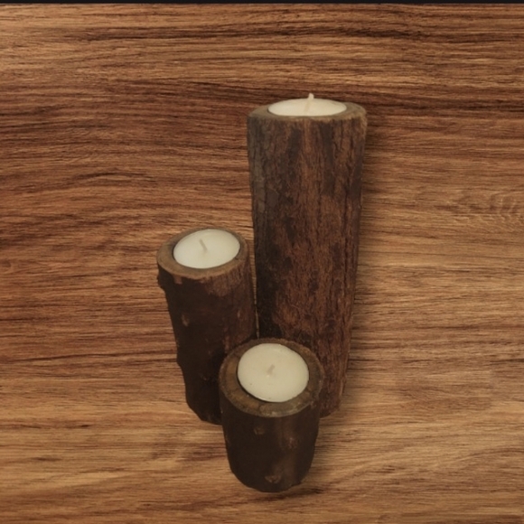 Handmade Wooden Tea light Candle Holders - Picture 2 of 3